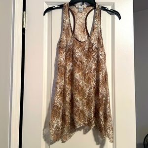 Stretchy floral printed lace tank